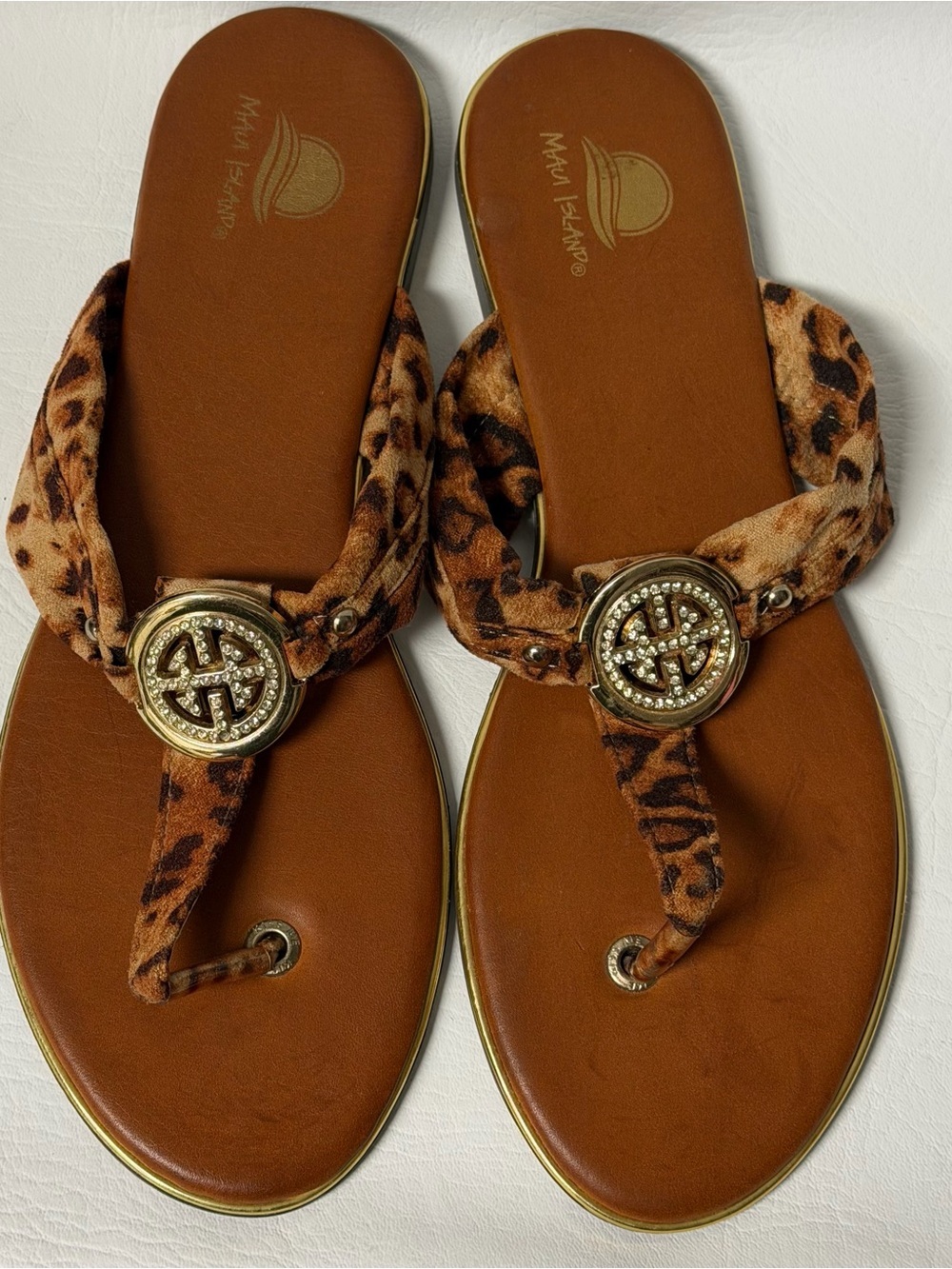 Mavi Island Flip Flops Thong Sandals Leopard Print  Print Sz 11 - Picture 2 of 6